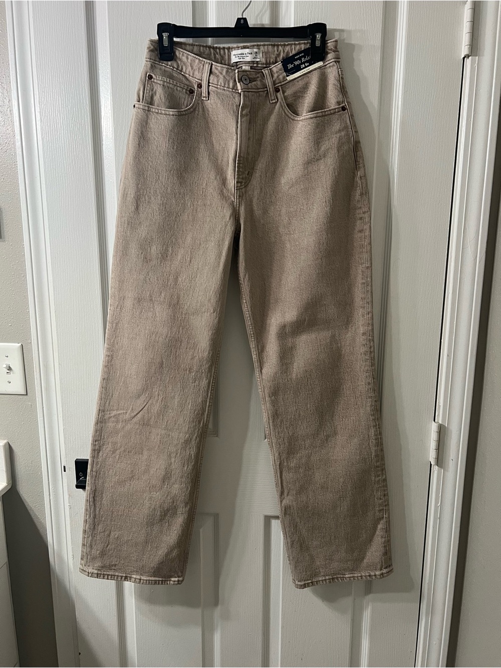 Abercrombie & Fitch The 90s Relaxed High-Rise Wide-Leg Jeans in Taupe